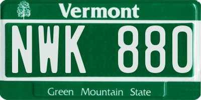 VT license plate NWK880