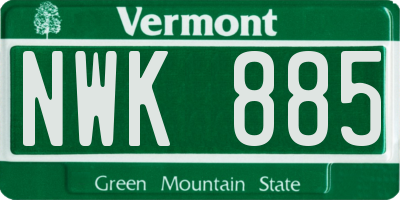 VT license plate NWK885