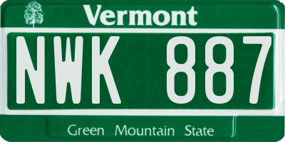 VT license plate NWK887