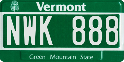 VT license plate NWK888