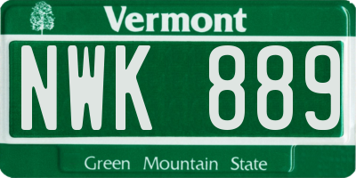 VT license plate NWK889