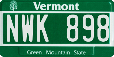 VT license plate NWK898