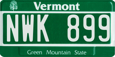 VT license plate NWK899