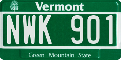 VT license plate NWK901