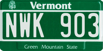 VT license plate NWK903