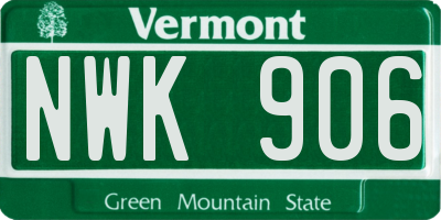 VT license plate NWK906