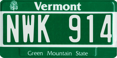 VT license plate NWK914