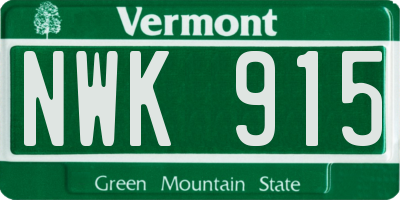 VT license plate NWK915