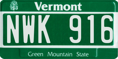 VT license plate NWK916