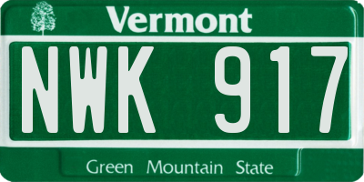 VT license plate NWK917