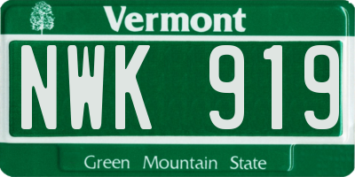VT license plate NWK919