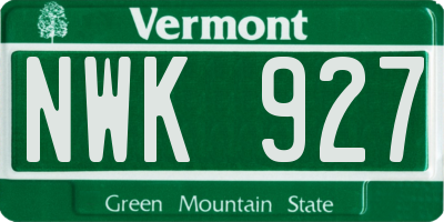 VT license plate NWK927