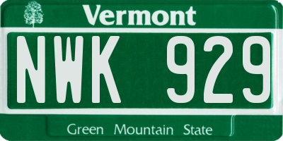 VT license plate NWK929