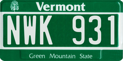 VT license plate NWK931