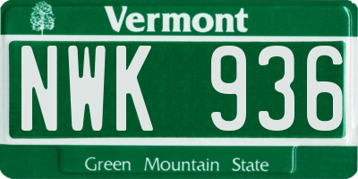 VT license plate NWK936