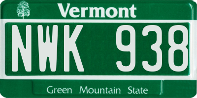VT license plate NWK938