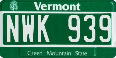 VT license plate NWK939