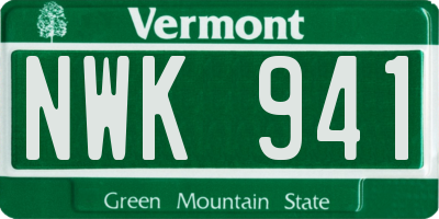 VT license plate NWK941