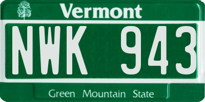 VT license plate NWK943