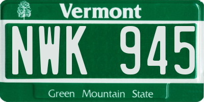 VT license plate NWK945
