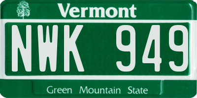 VT license plate NWK949