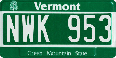 VT license plate NWK953