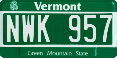 VT license plate NWK957