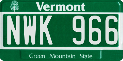 VT license plate NWK966