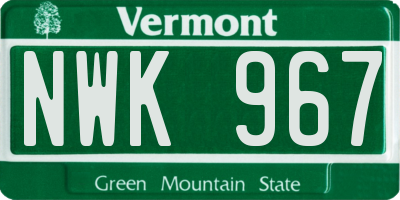 VT license plate NWK967