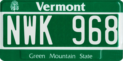 VT license plate NWK968
