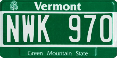 VT license plate NWK970