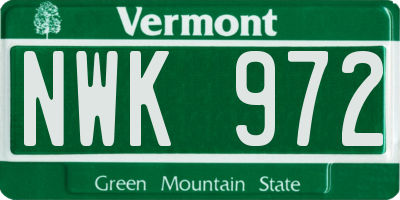 VT license plate NWK972