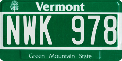 VT license plate NWK978