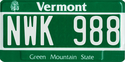 VT license plate NWK988