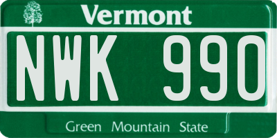 VT license plate NWK990