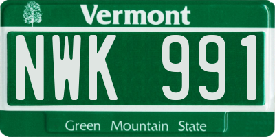 VT license plate NWK991