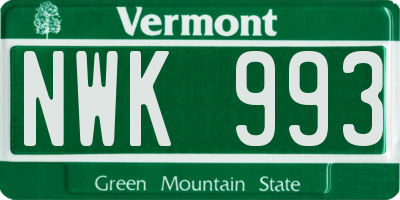 VT license plate NWK993