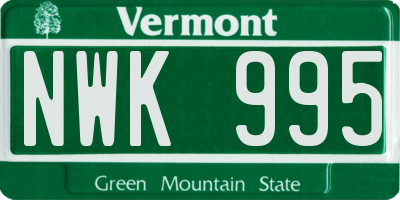 VT license plate NWK995