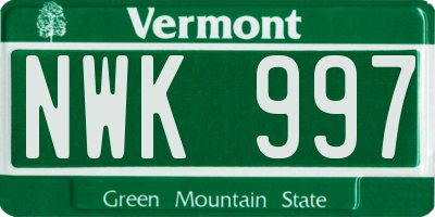 VT license plate NWK997
