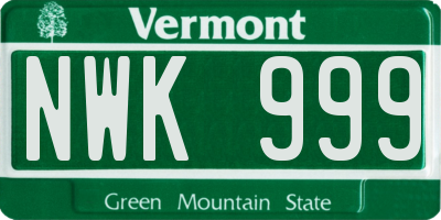 VT license plate NWK999