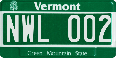 VT license plate NWL002