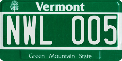 VT license plate NWL005
