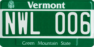 VT license plate NWL006