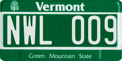 VT license plate NWL009