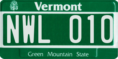 VT license plate NWL010