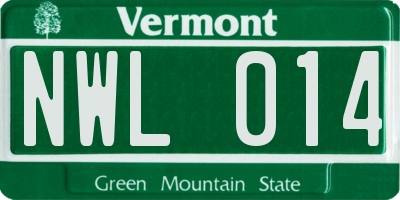 VT license plate NWL014