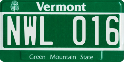 VT license plate NWL016