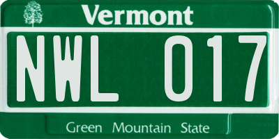 VT license plate NWL017