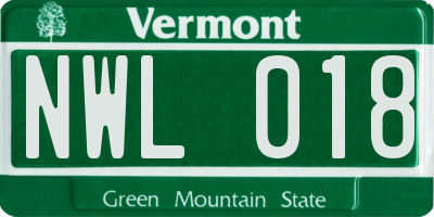 VT license plate NWL018