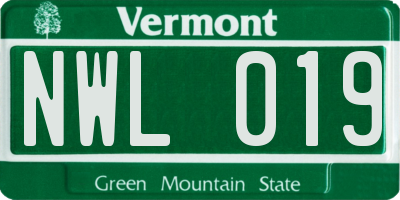 VT license plate NWL019